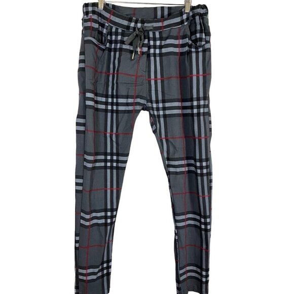 NT by Amati Pant L Gray Pull On Ankle Plaid Preppy Academia Y2K Grunge 90s Retro - Picture 1 of 13